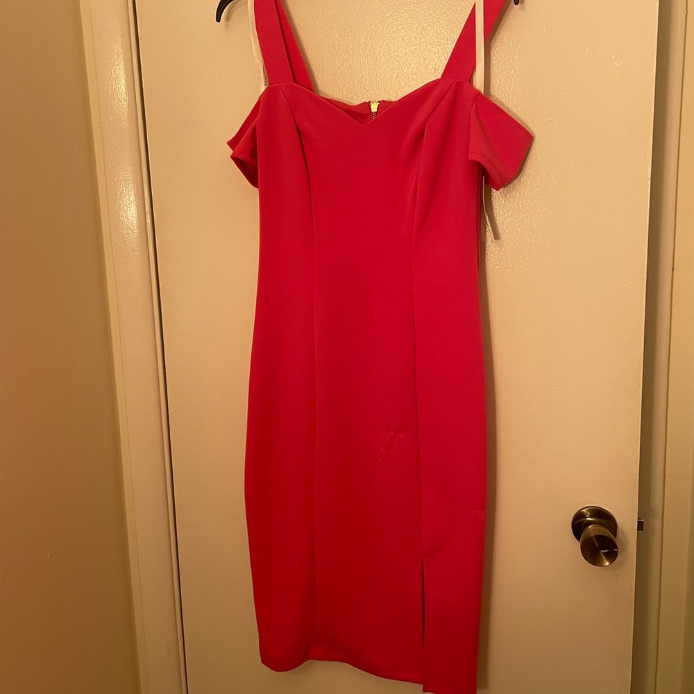 Form fitting hot pink dress